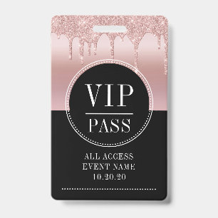 Badge VIP All Access Event Rose métallique Gold Black