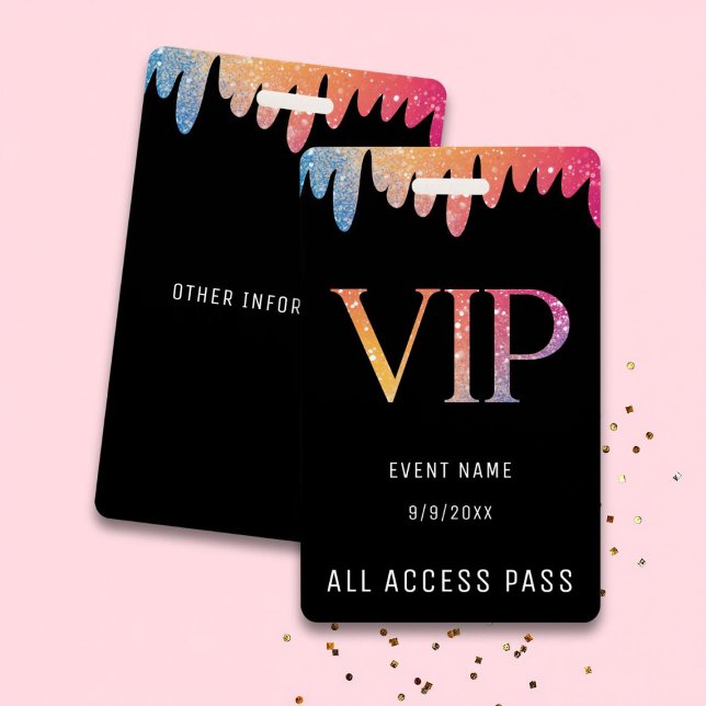 Badge VIP All Access Pass Black Modern Parties scintilla (Créateur téléchargé)