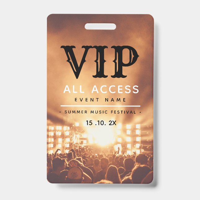 Badge VIP All Access Pass Concert Festival (Avant)