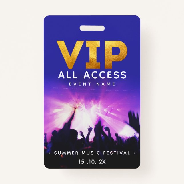Badge VIP All Access Pass Concert Festival (Devant)