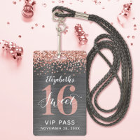 Badge VIP Anniversaire 16 Ans Rose Gold Sweet
