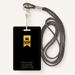 Badge VIP Backstage Pass Music Festival Black & Gold