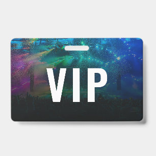 Badge VIP horizontal avec code QR et photo