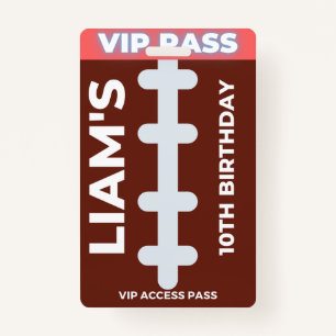 Badge VIP Pass Football fête d'anniversaire