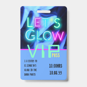 Badge VIP Pass Glow In Dark Party IDÉE D'INVITATION UNIQ