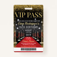 VIP Pass Hollywood Tapis rouge Invitation d'annive