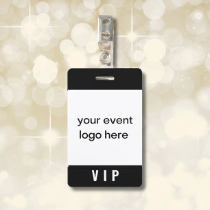 Badge VIP Pass Simple Noir et Blanc