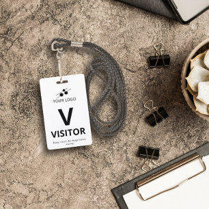 Badge Visiteur Noir Blanc Ajoutez Votre Logo