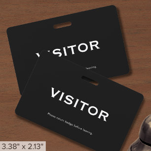 Badge Visiteur Noir Simple
