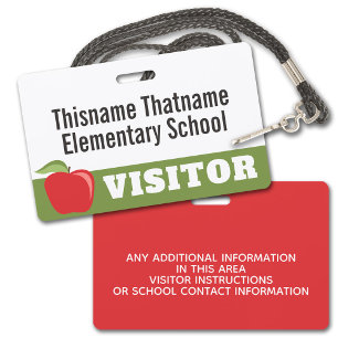 Badge Visiteur - Parents Écoles avec Pomme Rouge