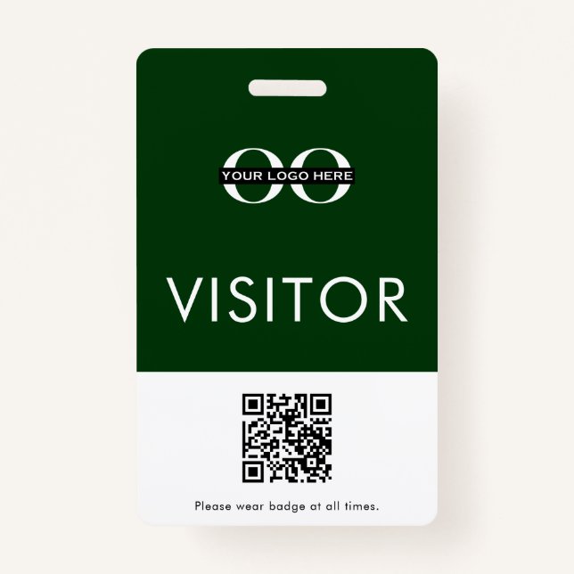 Badge Visiteur vert du code QR personnalisé (Devant)