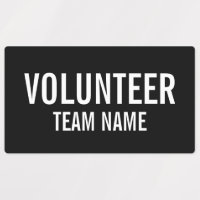 Badge volontaire noir avec Étiquettes de nom d'équ