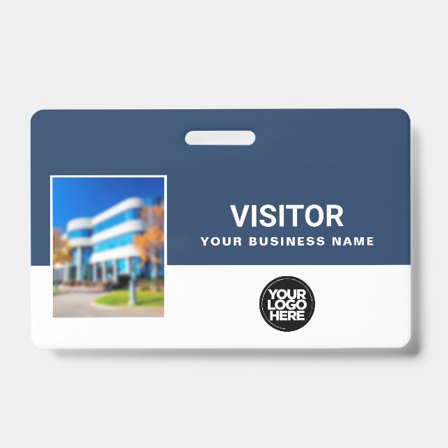 Badge Votre code à barres de photo de visiteur d'entrepr (Avant)
