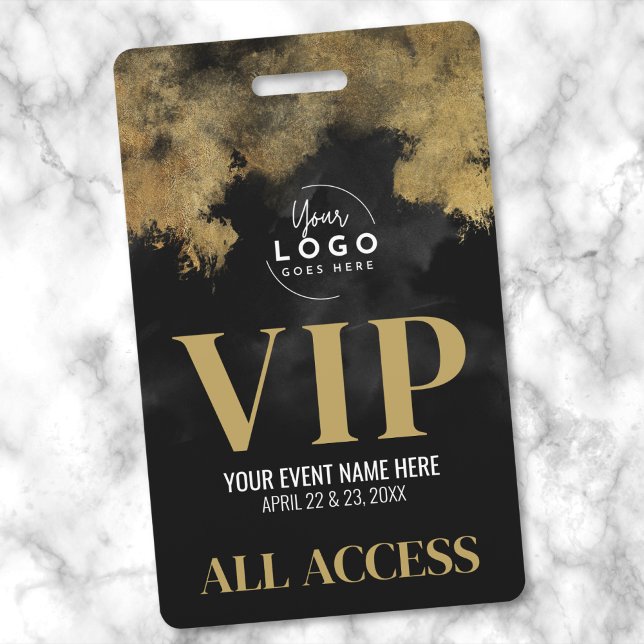 Badge Votre logo Black Gold Event VIP (Your Logo Black Gold Event VIP Badge)