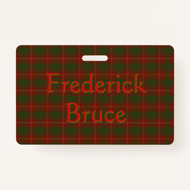 Badge Votre nom sur Bruce Clan tartan (Devant)