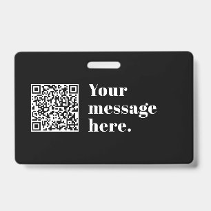 Badge Votre propre code QR téléchargé & Texte Rétro Modi