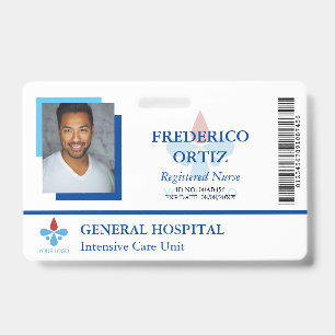Badge White Blue Hospital Code de l'employé Votre logo