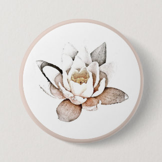 BADGE : WHITE LOTUS 3 INCH ROUND BUTTON