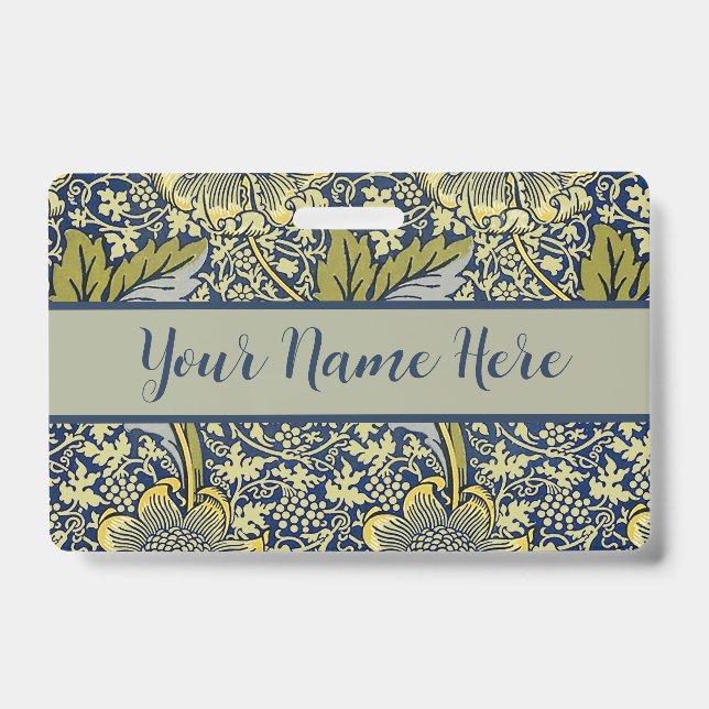 Badge William Morris Kennet Papier Peint Floral Bleu (Avant)