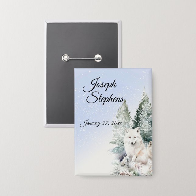 Badge Winter Forest Watercolor Button (Recto/Verso)