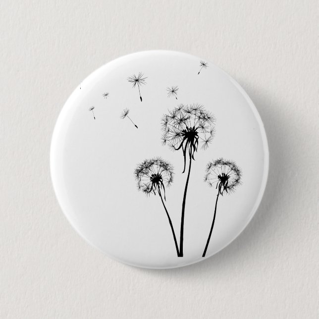 Badge with dandelion on white background 2 inch round button (Front)