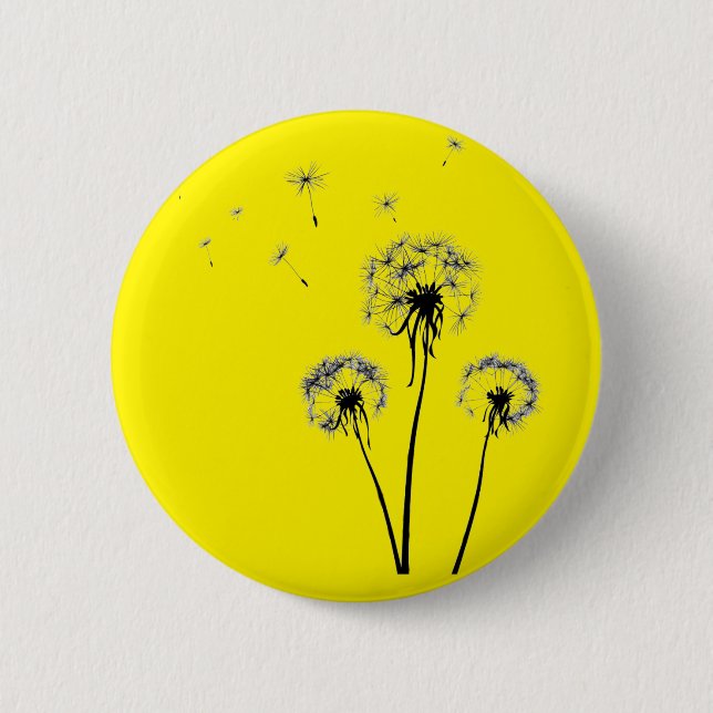 Badge with dandelion on yellow background 2 inch round button (Front)
