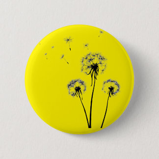 Badge with dandelion on yellow background 2 inch round button