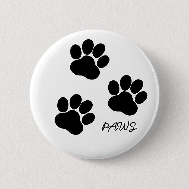 badge with paws 2 inch round button (Front)