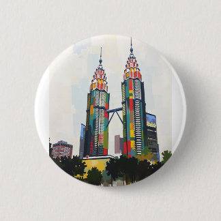 Badge With Petronas Towers In Malaysia  2 Inch Round Button