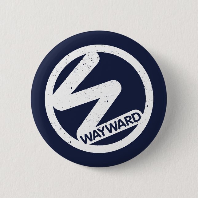 Badge with White Wayward Logo  2 Inch Round Button (Front)