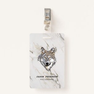 Badge Wolf Et Pierre De Marbre