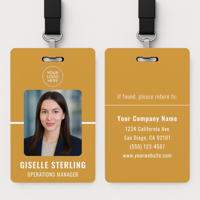 Badge Yellow White Personalized Employee ID Card (Créateur téléchargé)