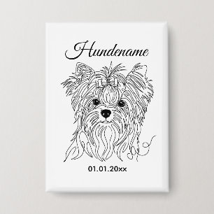 Badge Yorkshire Terrier dessin en une ligne personnalisa