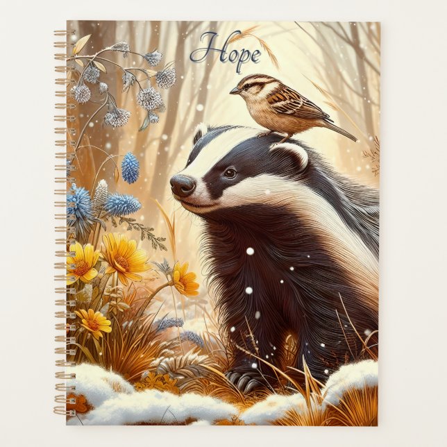Badger and Sparrow Nature Wildlife Rustic Planner (Front)