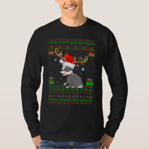 Badger Animal  Santa Hat Matching Ugly Badger Chri T-Shirt