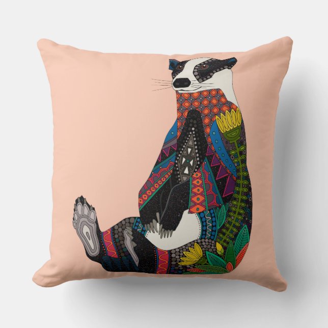 badger blossom pink throw pillow (Front)