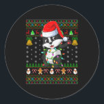 Badger Christmas Lights Funny Santa Ugly Sweaters  Classic Round Sticker<br><div class="desc">Badger Christmas Lights Funny Santa Ugly Sweaters Cute Xmas</div>