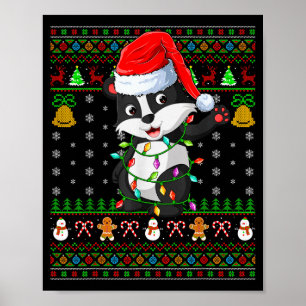 Badger Christmas Lights Funny Santa Ugly Sweaters Poster