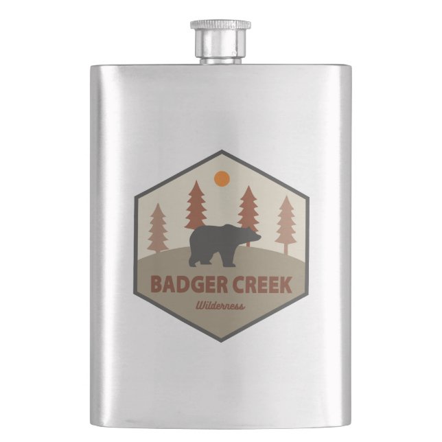 Badger Creek Wilderness Oregon Bear Hip Flask (Front)