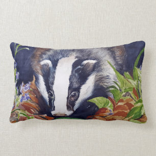 Badger cushion original animal art