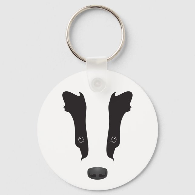 Badger Face Silhouette Keychain (Front)