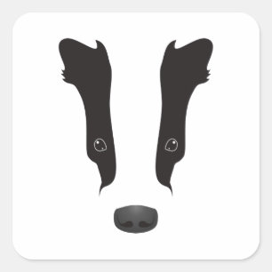 Badger Face Silhouette Square Sticker