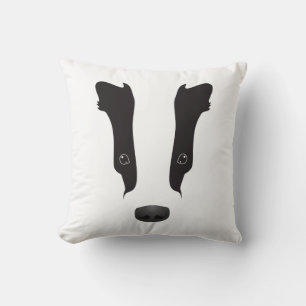 Badger Face Silhouette Throw Pillow