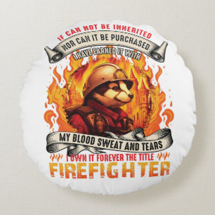 Badger Firefighter Round Pillow