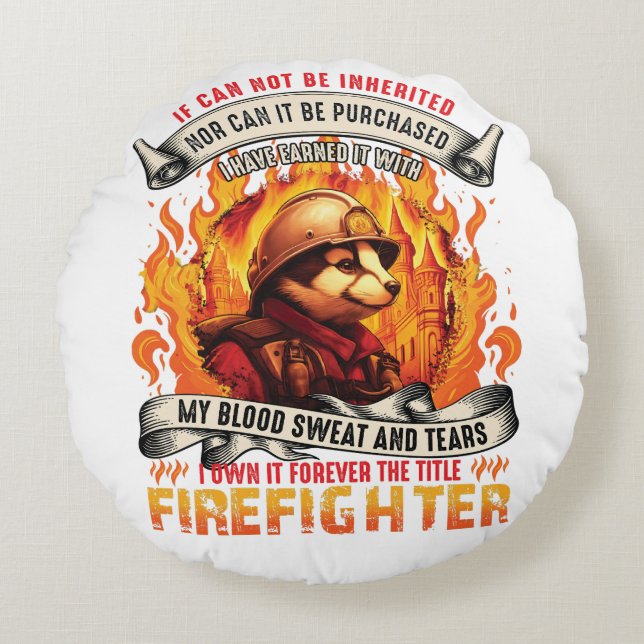 Badger Firefighter Round Pillow (Front)
