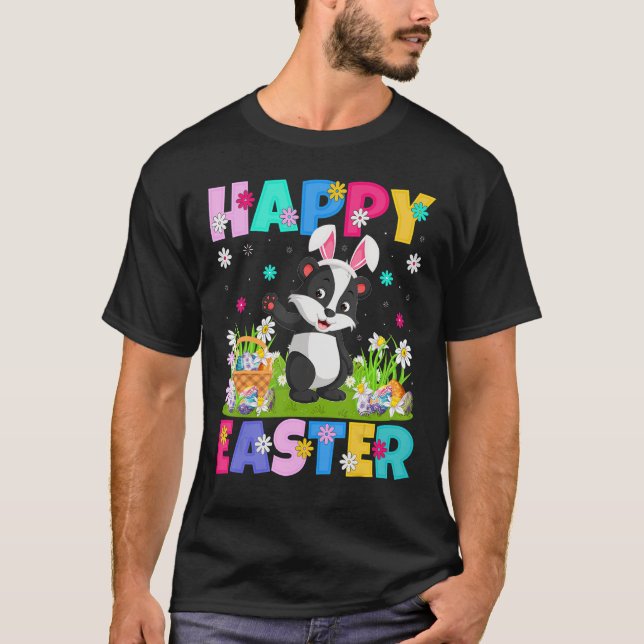 Badger   Happy Easter Bunny Badger Easter Sunday T-Shirt (Front)