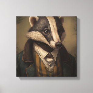 Badger In a Suit Animal Art Animal in a Suit Canvas Print