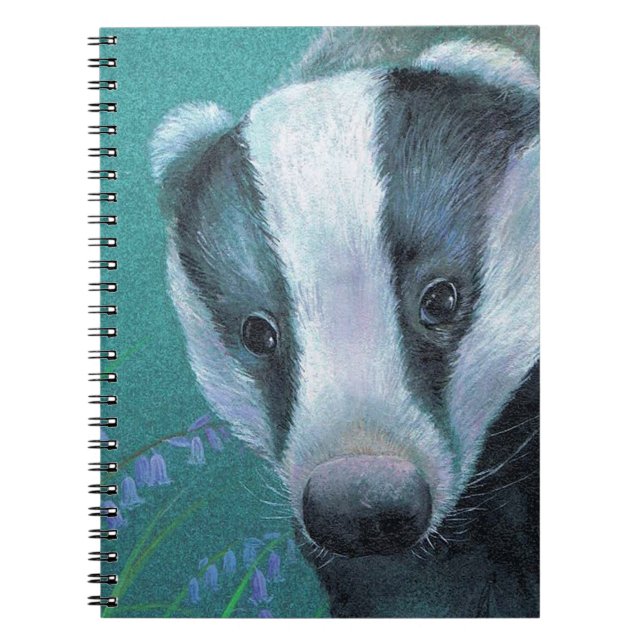 Badger in bluebell woods fine art notebook (Front)