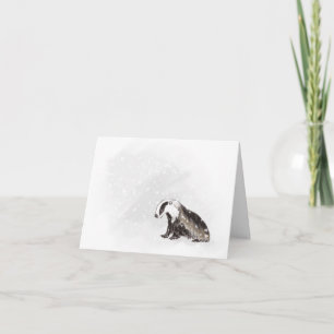 Badger in Snow Flurry Holiday Card