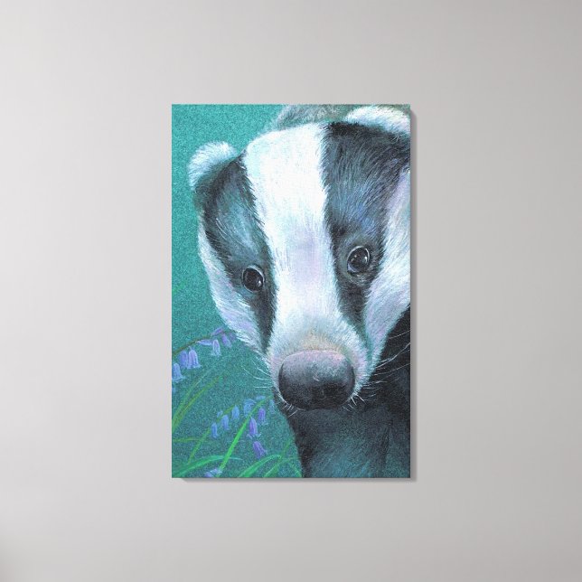 Badger in the bluebell woods canvas print (Front)